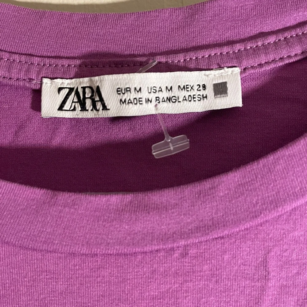 Zara Purple Basic Tee Short Sleeve Crew Neck Basic T Shirt Women's Size Medium - Picture 4 of 5